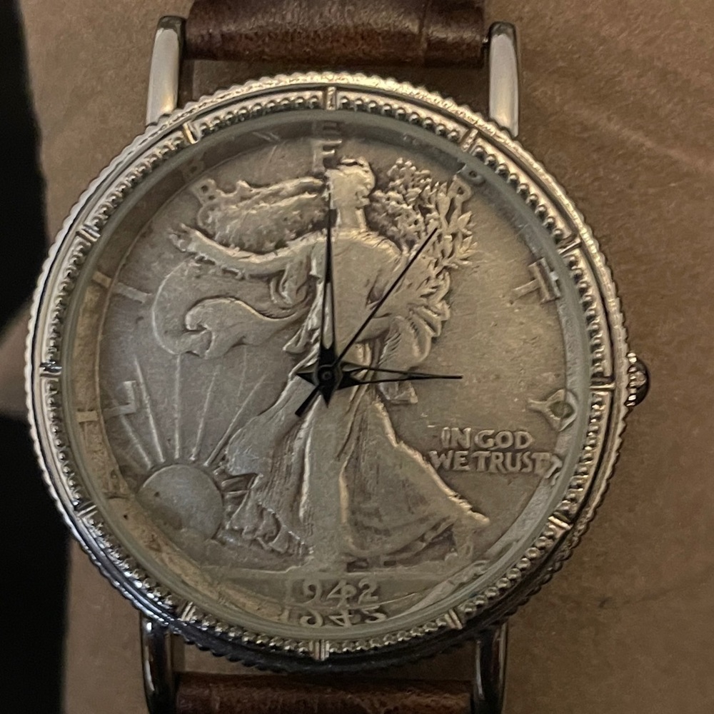 RARE US MINT STYLE 1942 Silver Walking Liberty Half Dollar Coin Watch